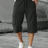 LEGND Shorts de carga para hombre con bolsillo con solapa y cintura con cordon