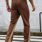 Hombres Pantalones Con Bolsillo Oblicuo Color Block