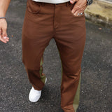 Hombres Pantalones Con Bolsillo Oblicuo Color Block