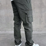 Streetrush Pantalones cargo casuales para hombre de unicolor con cintura con cordon y punos elasticos