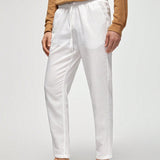 Basics 2 piezas Pantalones casuales largos y rectos de e medio tejidos para hombres, perfectos para uso diario