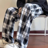 Pantalones sencillos y plisados de uso diario con estampado a cuadros para hombre