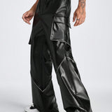 StreetEZ Pantalones para hombre de pierna recta y corte holgado con bolsillos dobles en los costados y dees decorativos