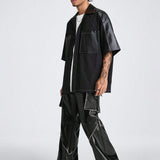 StreetEZ Pantalones para hombre de pierna recta y corte holgado con bolsillos dobles en los costados y dees decorativos