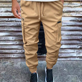 Homme Pantalones de cargo para hombre con bolsillo de solapa y cordon en la cintura