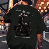 CamiConjuntoa casual de verano para hombre con cuello redondo y mangas caidas con impresion de letras de motocicleta