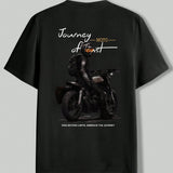 CamiConjuntoa casual de verano para hombre con cuello redondo y mangas caidas con impresion de letras de motocicleta