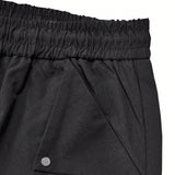 Pantalones de trabajo para hombre casuales con cintura ajustable con cordon y de unicolor