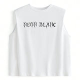 NEON BLANC Camjuntoa sin mangas de punto de algodon de alta frecuencia, estilo suelto y ajuste regular para hombre, adecuada para uso diario en primavera y verano