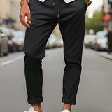 Homme Pantalones casuales lisos para hombre con cintura de cordon para uso diario