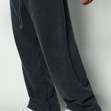 SUMWON Pantalones jogger lavados de corte recto con cordones