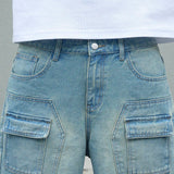 EMRG Shorts casuales para hombre de mezclilla anchos y holgados para el trabajo con bolsillos, shorts de jean para el verano