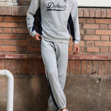 Campus Court Conjunto de sudadera y pantalones con estampado de letras elegante para hombre