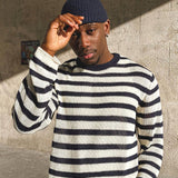 Suéter Loose Knit Striped - Azul Marino/Combinado