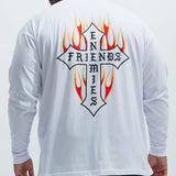 Amigos y Enemigos - Camiseta de Manga Larga en Blanco