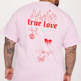 Amor Verdadero En Llamas Camiseta de Manga Corta - Rosa