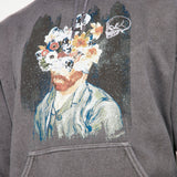 Sudadera con capucha bordada de cerebro floral - gris