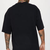 Me gusta cómo se ve la camiseta de manga corta en tejido rizado de gran tamaño - Negro.