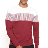 No cruces la línea suéter con cuello redondo - Borgoña / combinación.