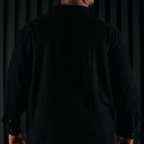 :
Camisa de botones de manga larga con textura Dean - Negro