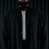 Camisa negra de manga larga con textura y botones Jordan